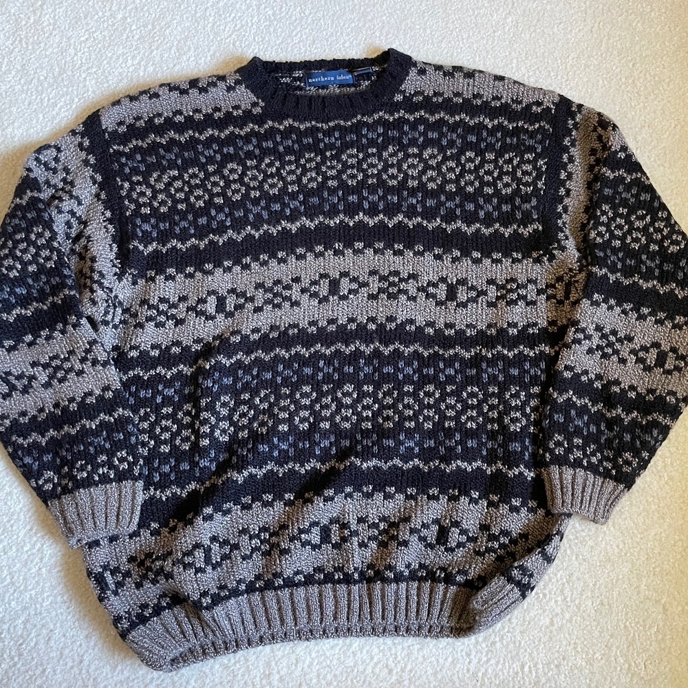 Northern isle Black, Tan, and Silver Sweater size XLarge